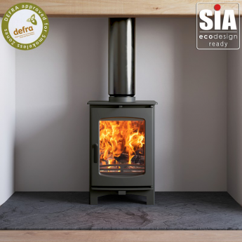 DARK GREY - Ecosy+ Ottawa 5 Eco Deluxe, Defra Approved -  Eco Design Approved  - 5kw Wood Burning Stove